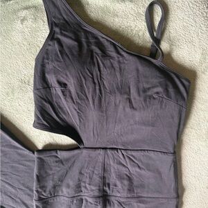 JoyLab Charcoal One-Shoulder Wide Leg Jumpsuit